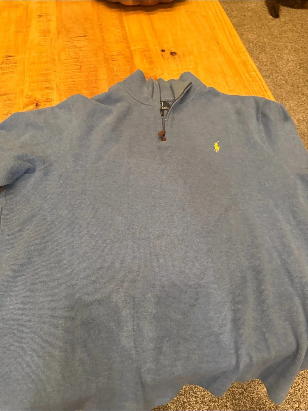 Polo by Ralph Lauren Blue Half-Zip Sweater with Yellow Pony